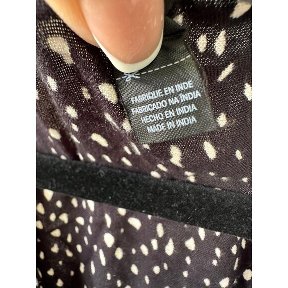 Volcom Dot Flower Trip Bellowed Sleeves Self Belt Tie Drapey Mini Wrap Dress 12 - Picture 9 of 9